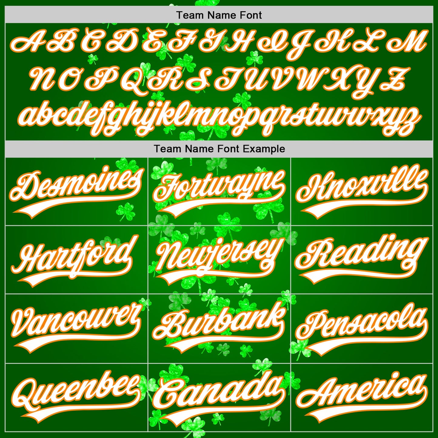 Custom Green White-Bay Orange 3D St. Patrick's Day Shamrock Authentic Baseball Jersey view 4