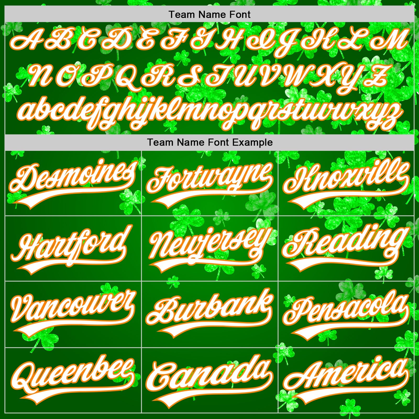 Custom Green White-Bay Orange 3D St. Patrick's Day Shamrock Authentic Baseball Jersey view 4