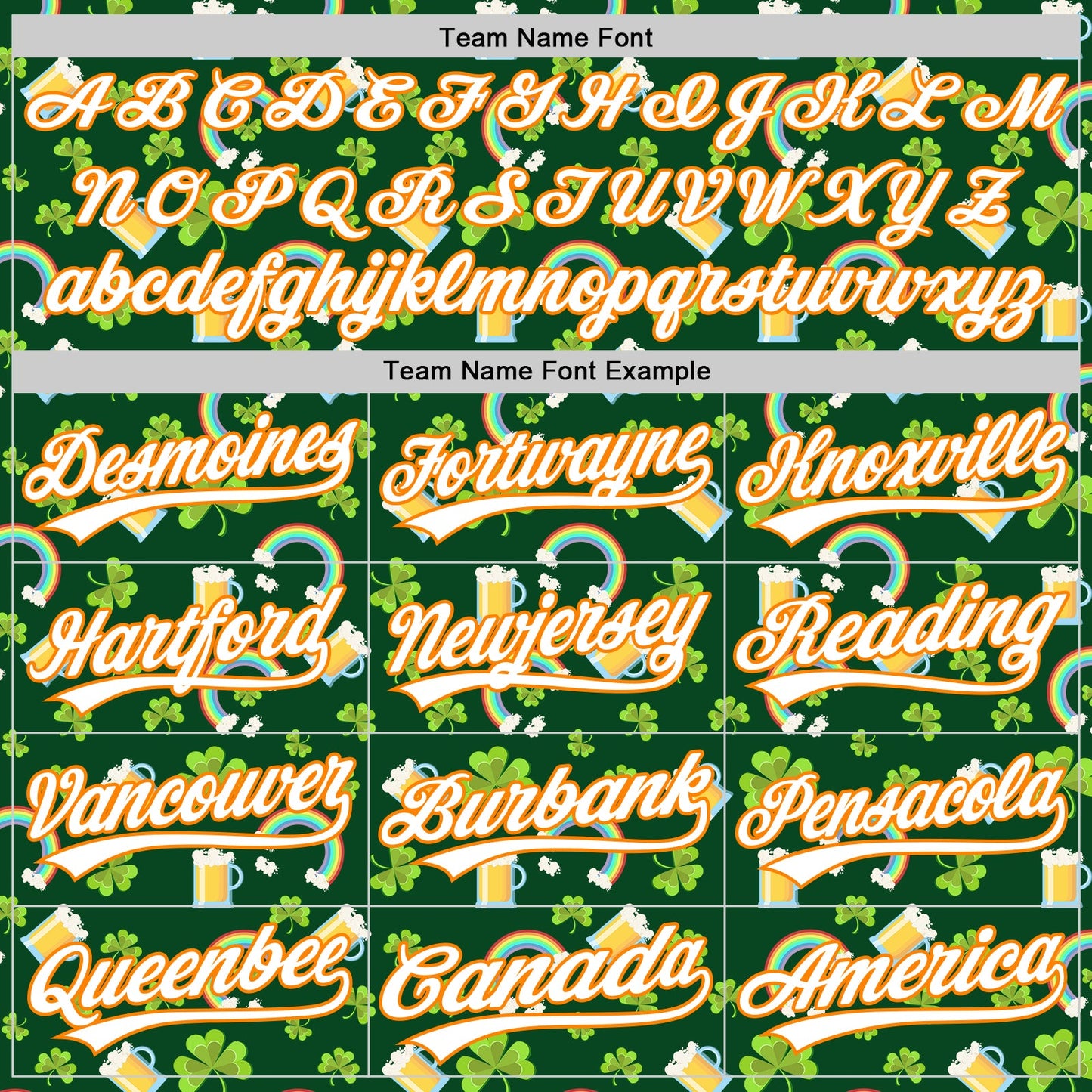 Custom Green White-Bay Orange 3D St. Patrick's Day Shamrock Beer Authentic Baseball Jersey view 4