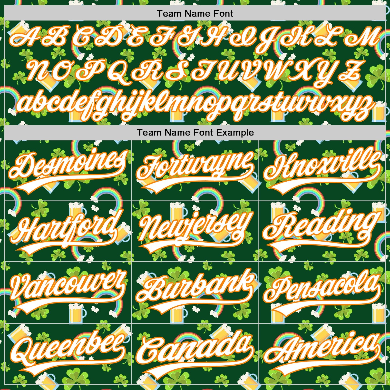 Custom Green White-Bay Orange 3D St. Patrick's Day Shamrock Beer Authentic Baseball Jersey view 4