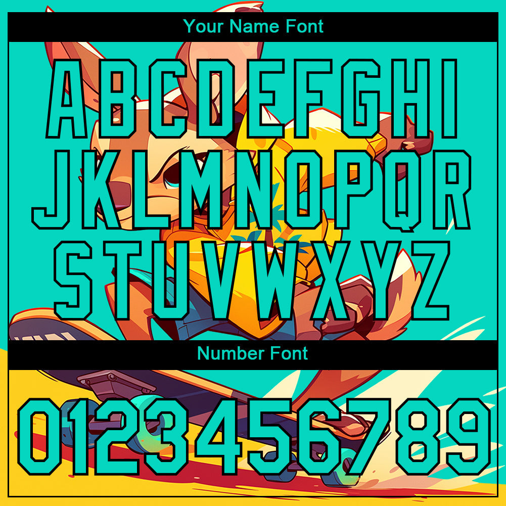 Custom Aqua Black 3D Pattern Design Extreme Sport Cartoon Animal Kangaroo Skateboarding Performance T-Shirt view 4