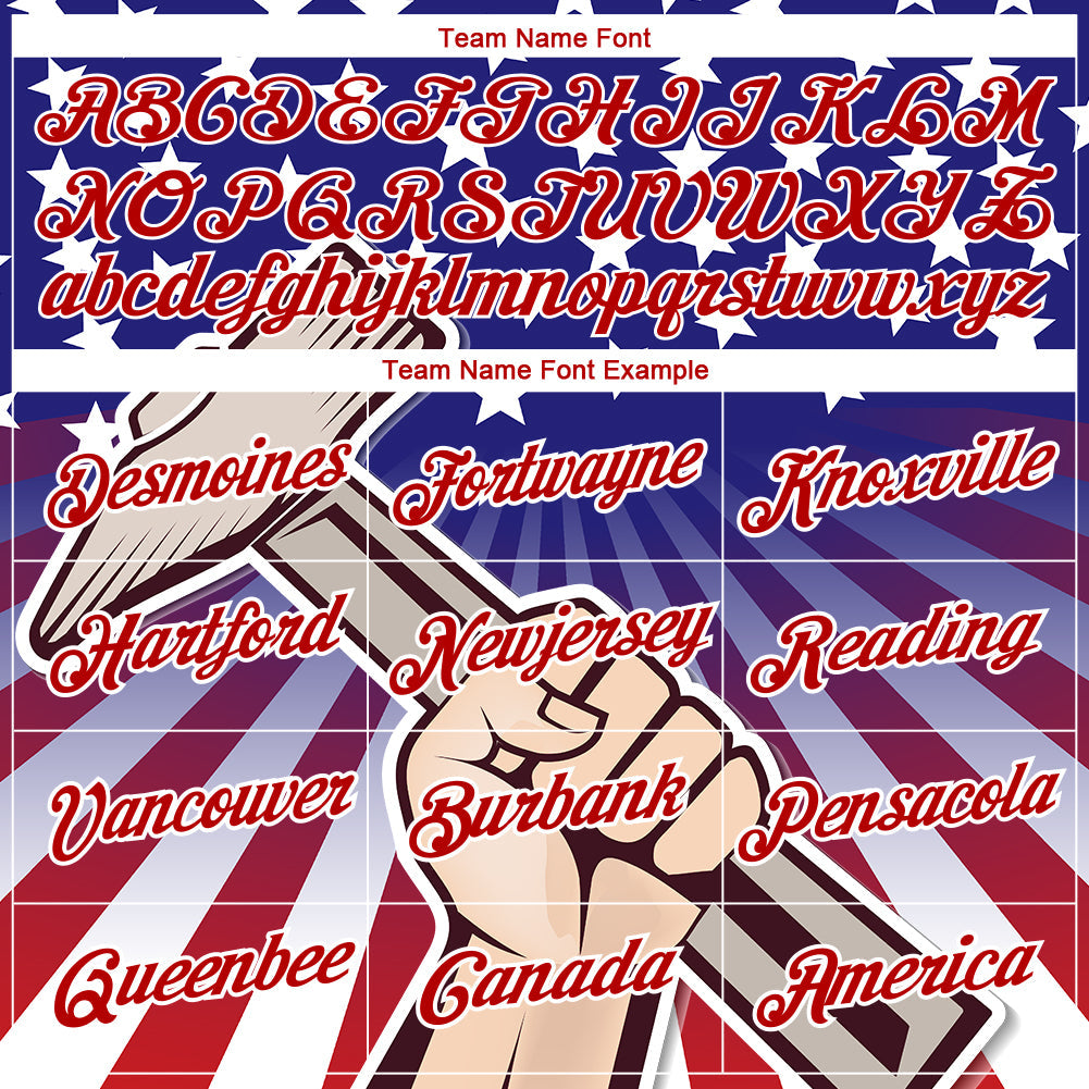 Custom Dark Purple Red-White 3D Pattern Design American Flag Tool Hammer Labor Day Performance T-Shirt view 3