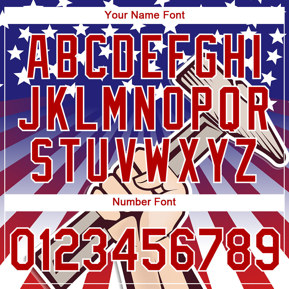 Custom Dark Purple Red-White 3D Pattern Design American Flag Tool Hammer Labor Day Performance T-Shirt view 4