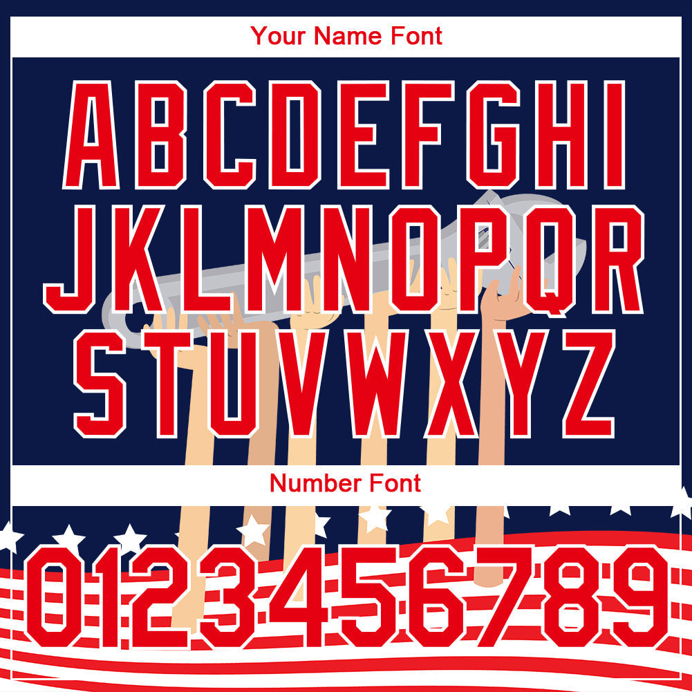Custom Navy Fire Red-White 3D Pattern Design American Flag Tool Wrench Labor Day Performance T-Shirt view 4
