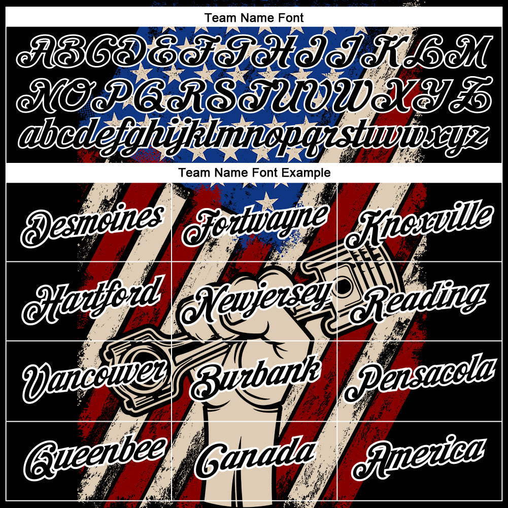 Custom Black White 3D Pattern Design American Flag Tool Wrench Labor Day Performance T-Shirt view 3
