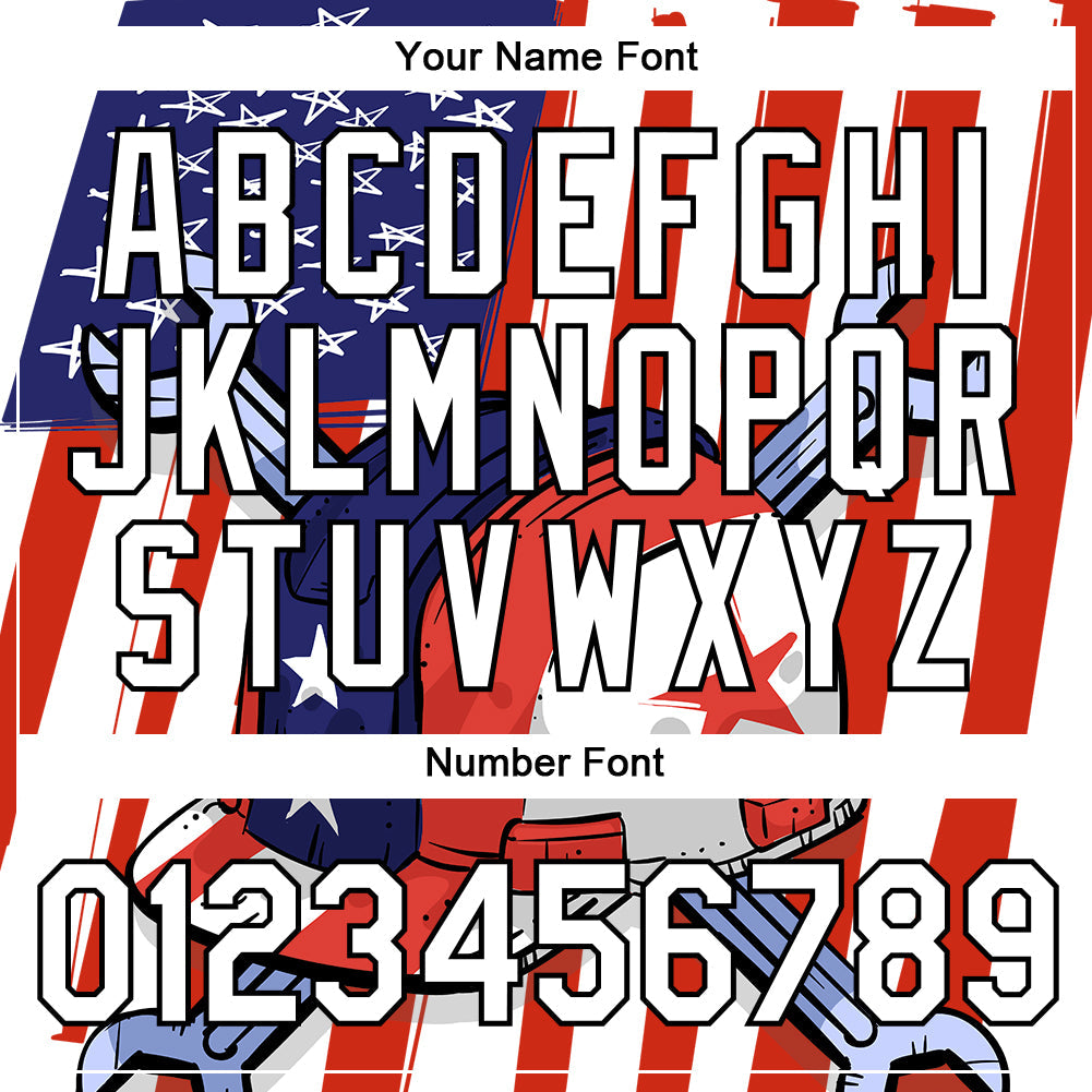 Custom Red Blue-Black 3D Pattern Design American Flag Tool Wrench Labor Day Performance T-Shirt view 4