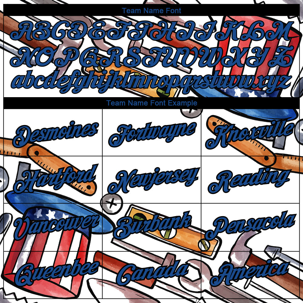 Custom White Blue-Black 3D Pattern Design American Flag Tool Labor Day Performance T-Shirt view 3