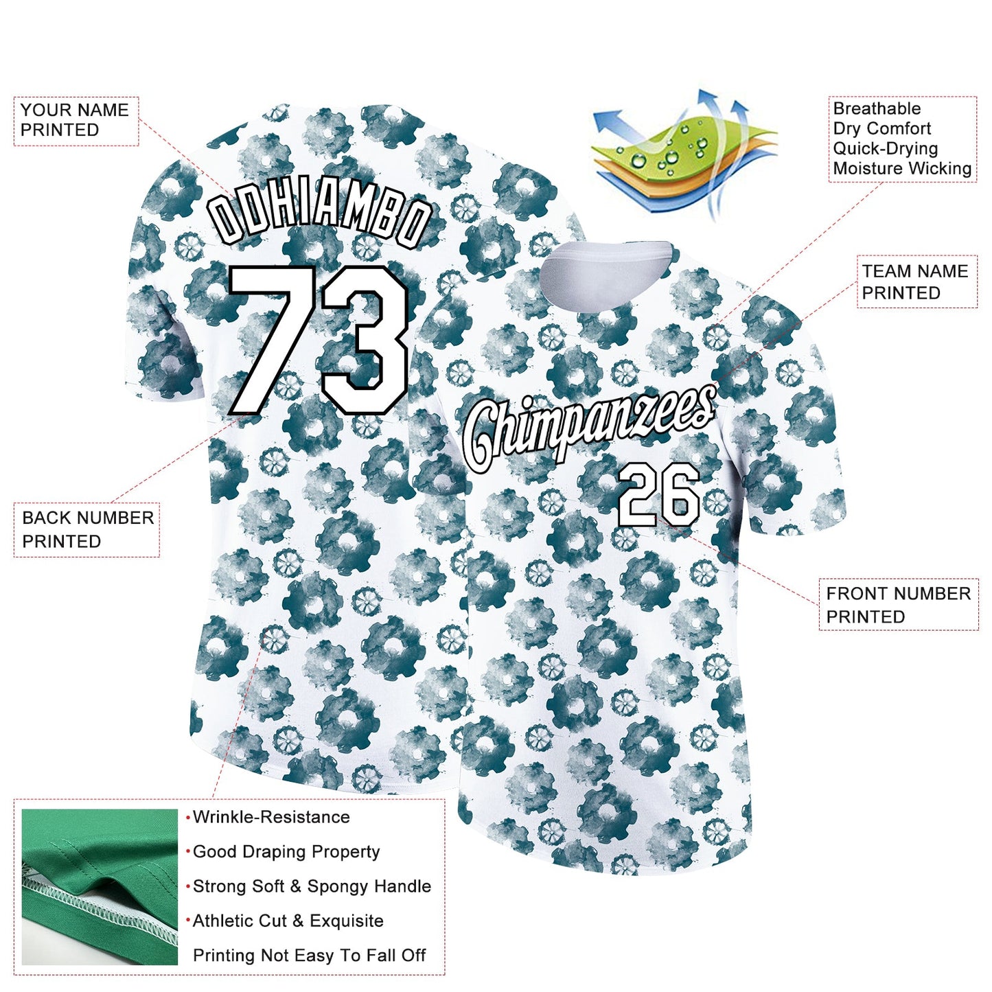 Custom White Black 3D Pattern Design Tool Gear Labor Day Performance T-Shirt view 2