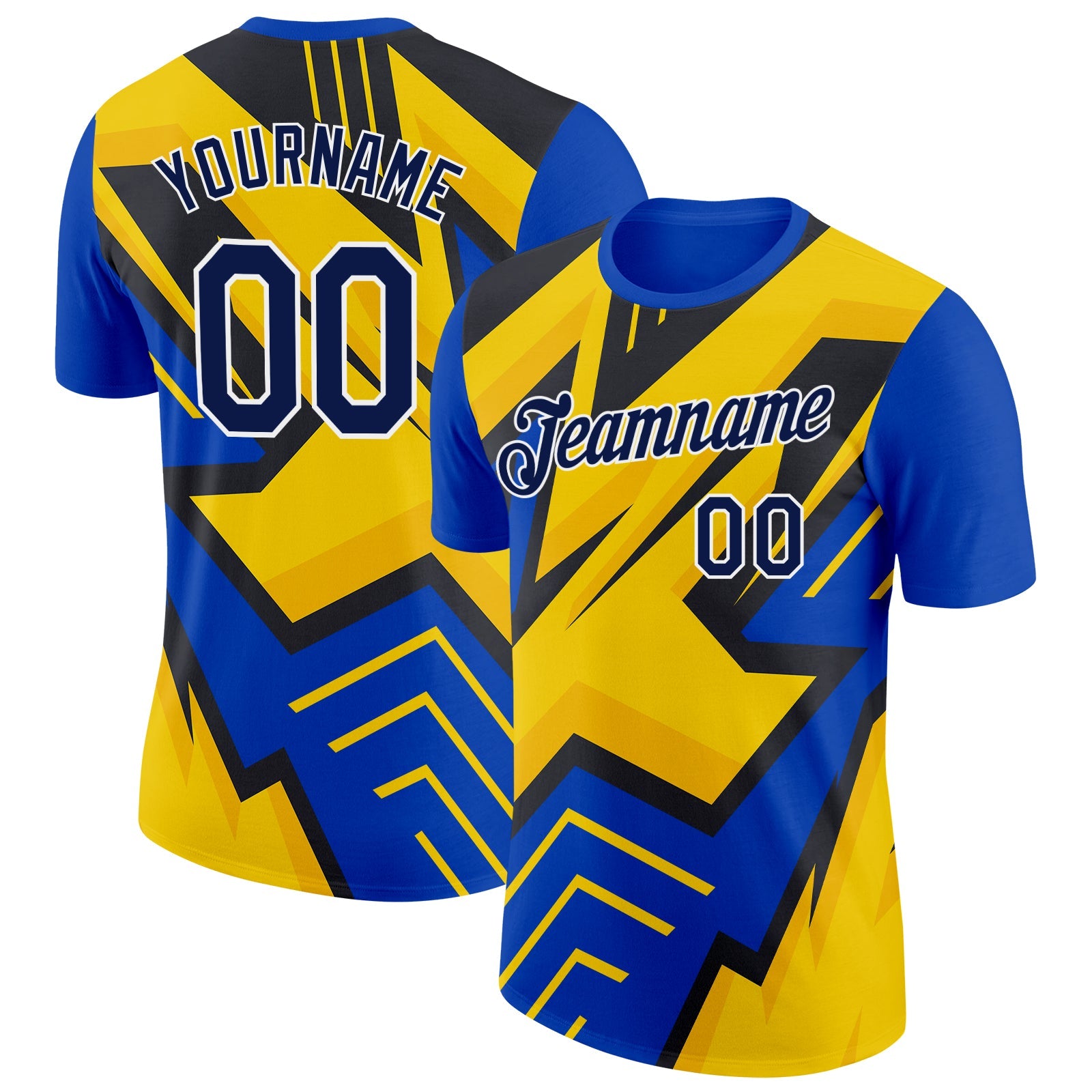 Custom Thunder Blue Navy-White 3D Esports Performance T-Shirt - Main View