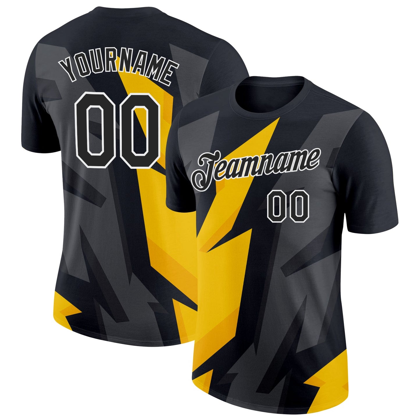 Custom Black White 3D Esports Performance T-Shirt - Main View