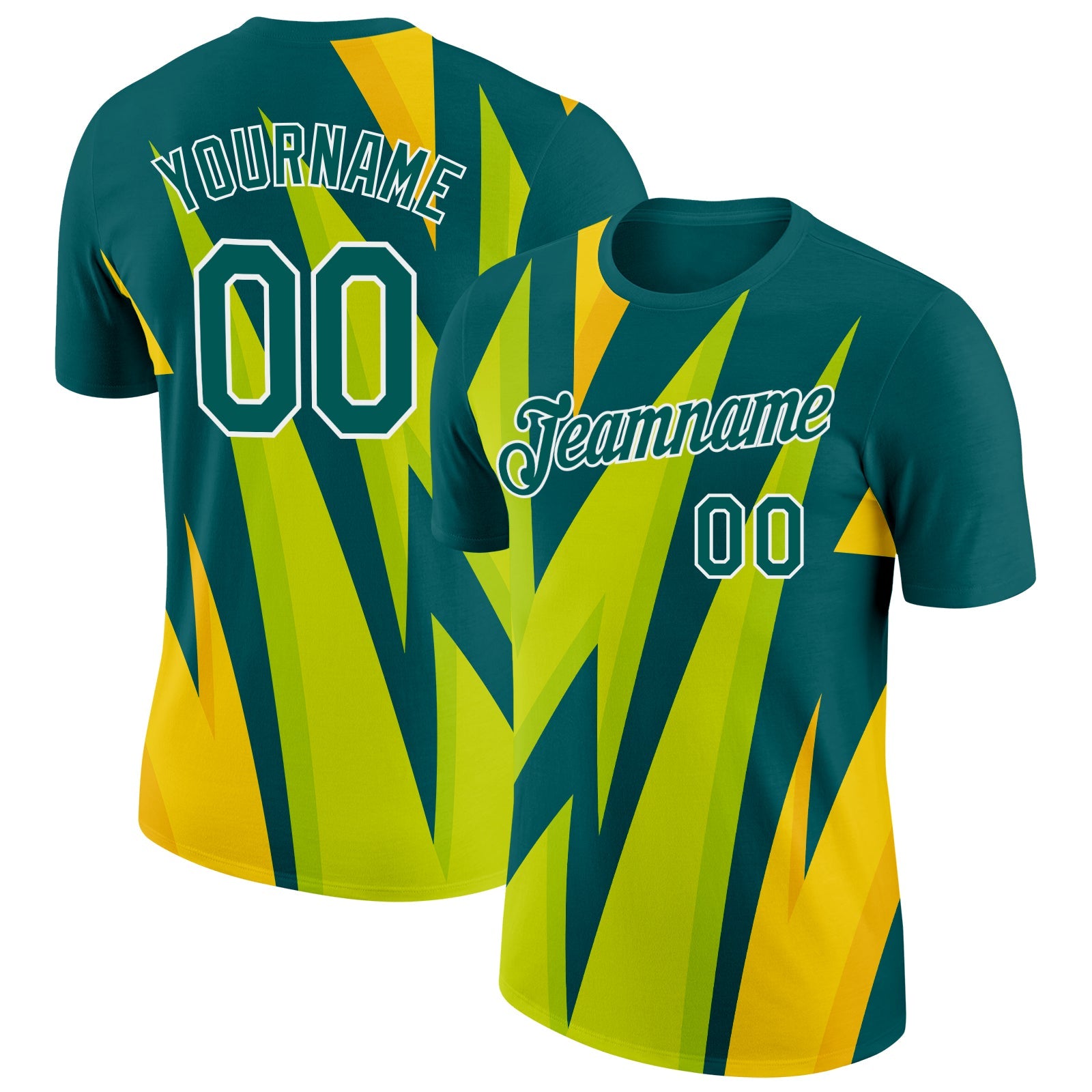 Custom Midnight Green White 3D Esports Performance T-Shirt - Main View