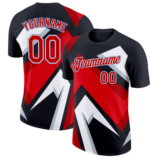 Custom Black Red-Royal 3D Esports Performance T-Shirt - Main View