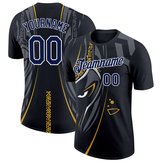 Custom Black Navy-White 3D Esports Performance T-Shirt - Main View