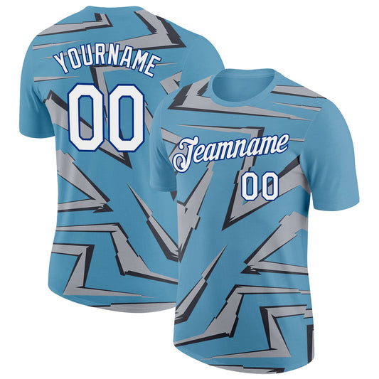 Custom Shadow Blue White-Royal 3D Esports Performance T-Shirt - Main View