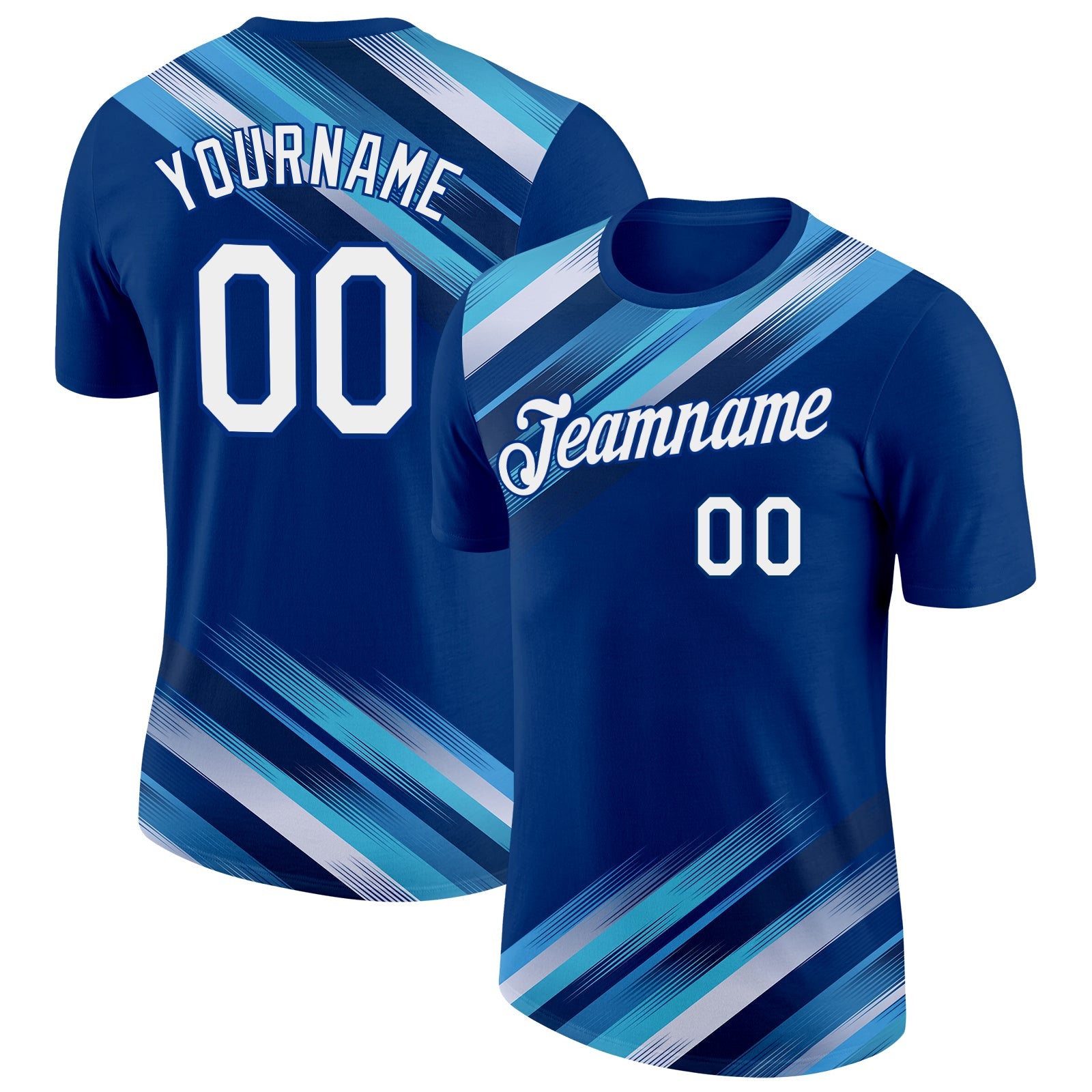 Custom US Navy Blue White-Royal 3D Esports Performance T-Shirt - Main View