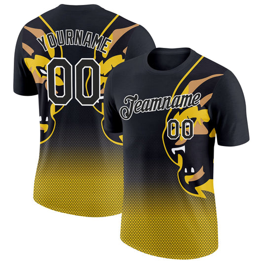 Custom Black White 3D Esports Performance T-Shirt - Main View