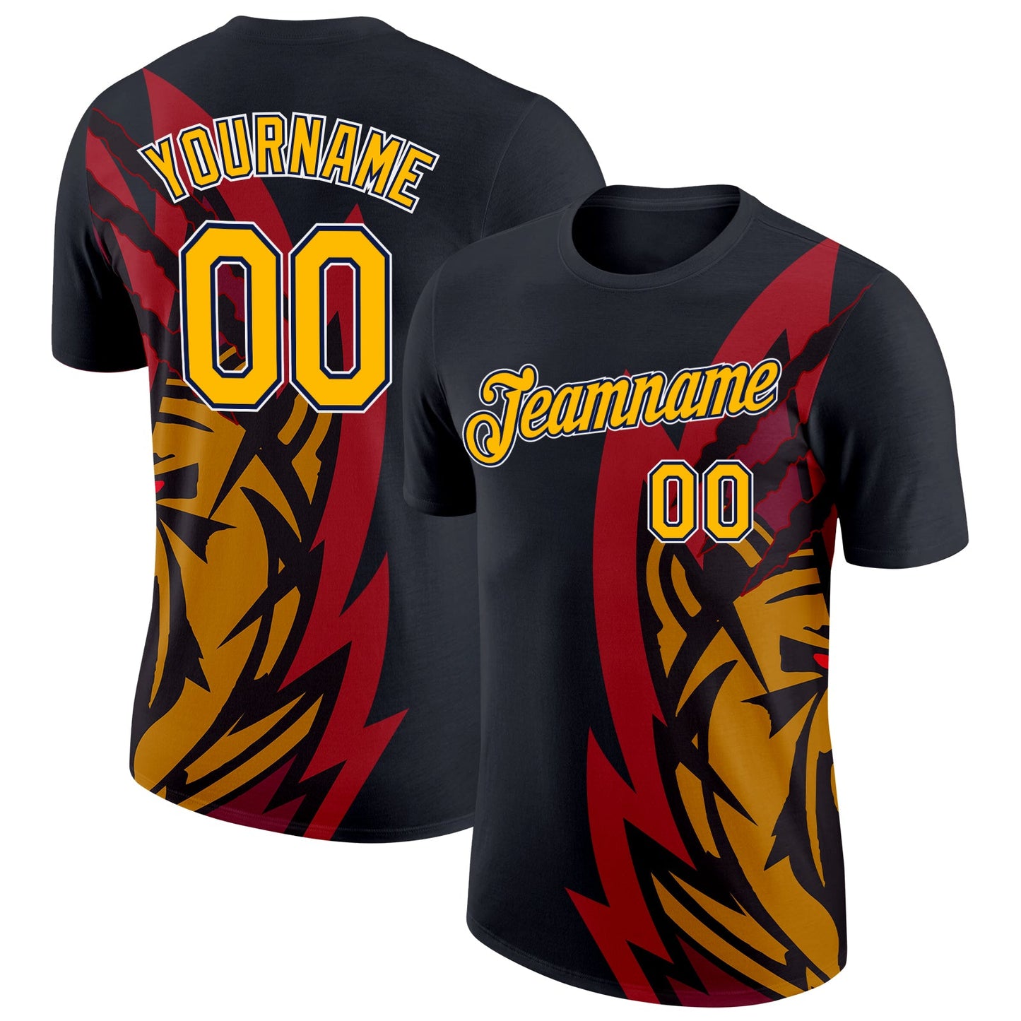 Custom Black Gold-Navy 3D Esports Performance T-Shirt - Main View