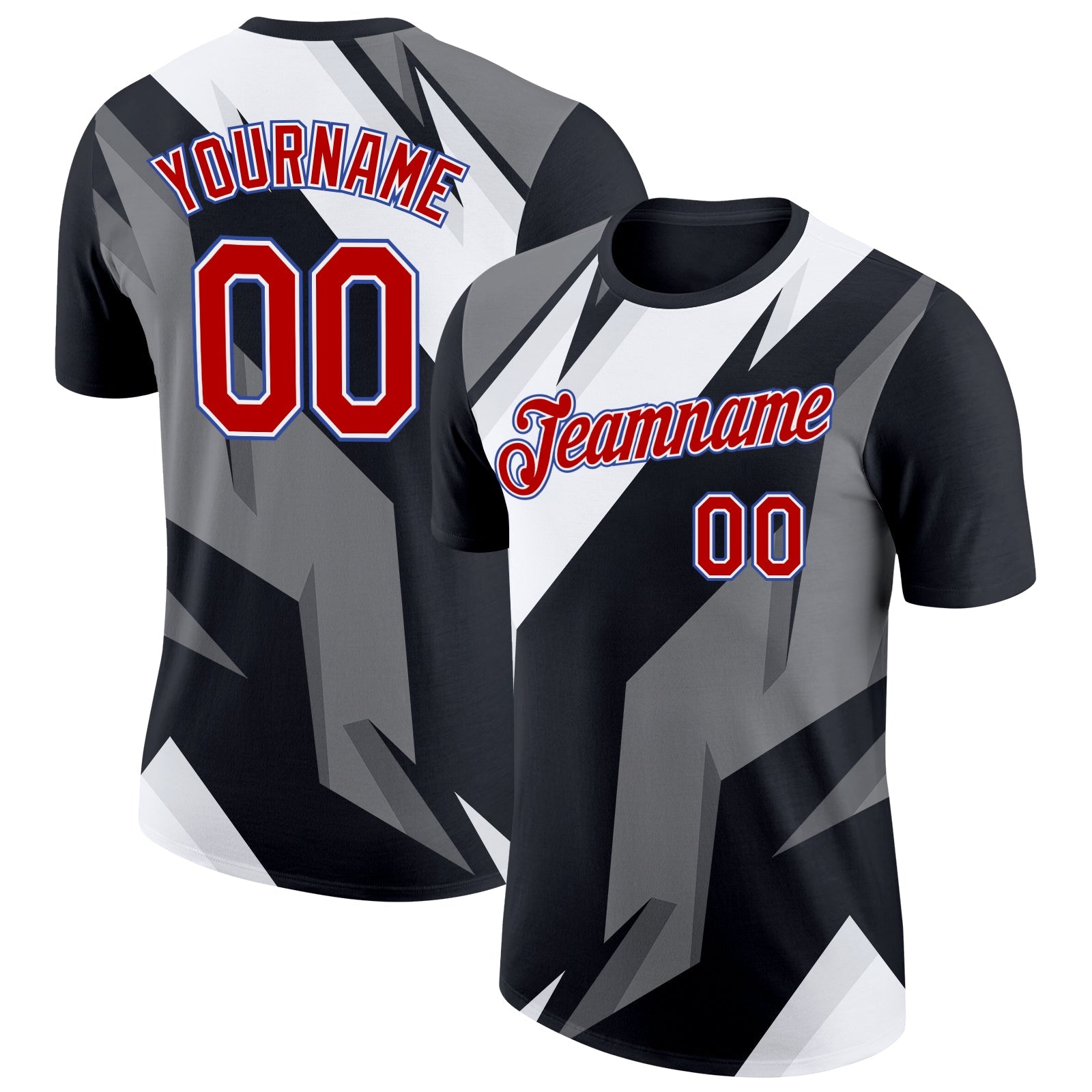 Custom Black Red-Royal 3D Esports Performance T-Shirt - Main View