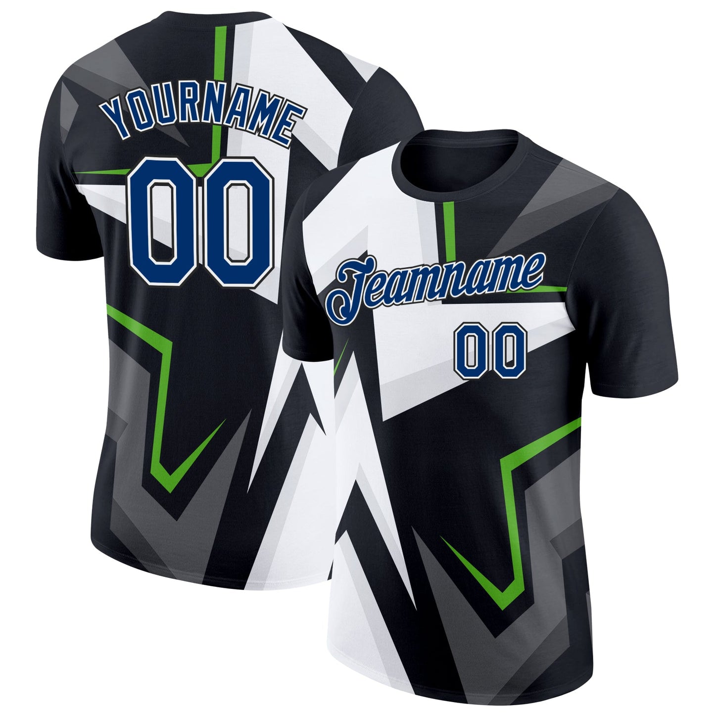 Custom Black Royal-White 3D Esports Performance T-Shirt - Main View