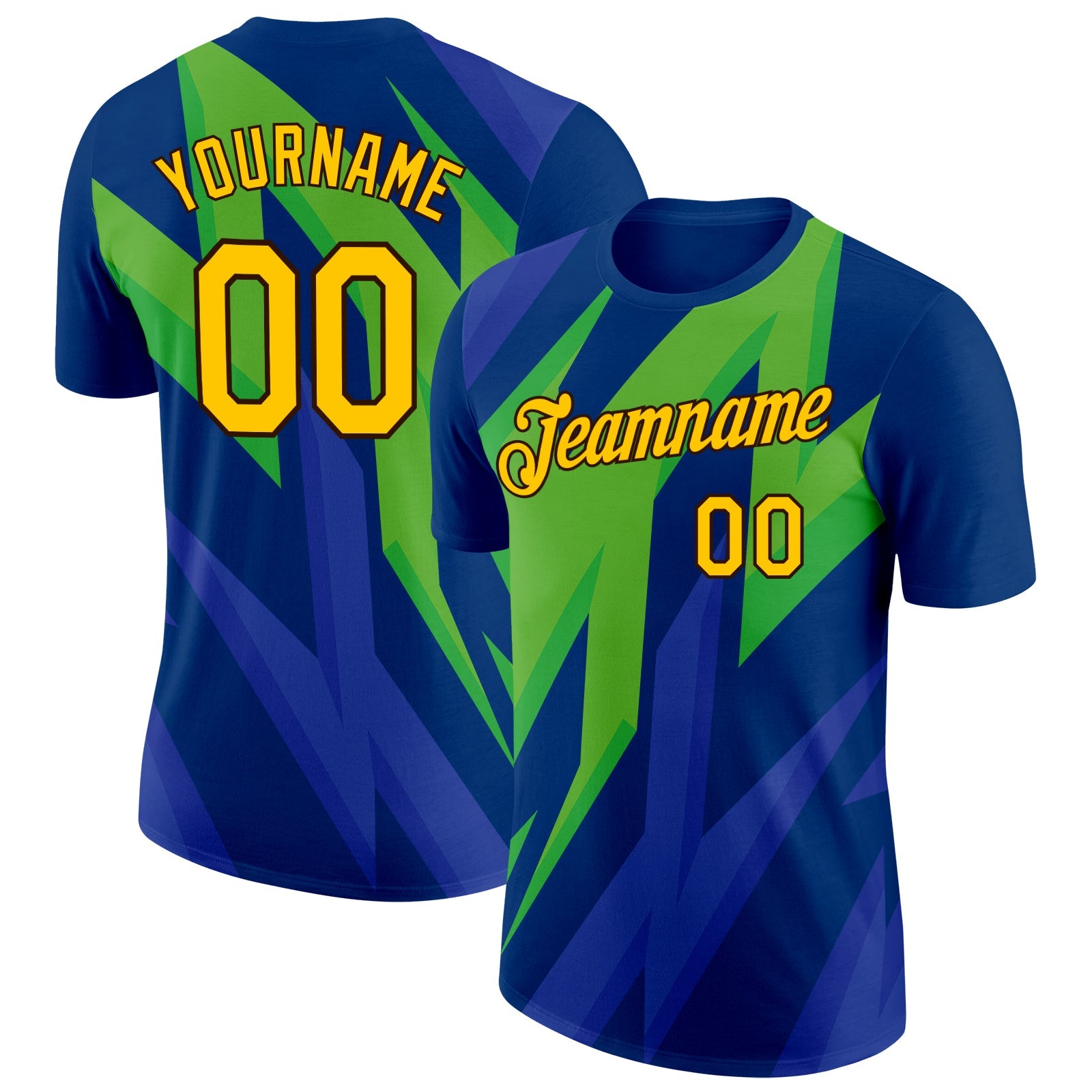 Custom US Navy Blue Gold-Brown 3D Esports Performance T-Shirt - Main View