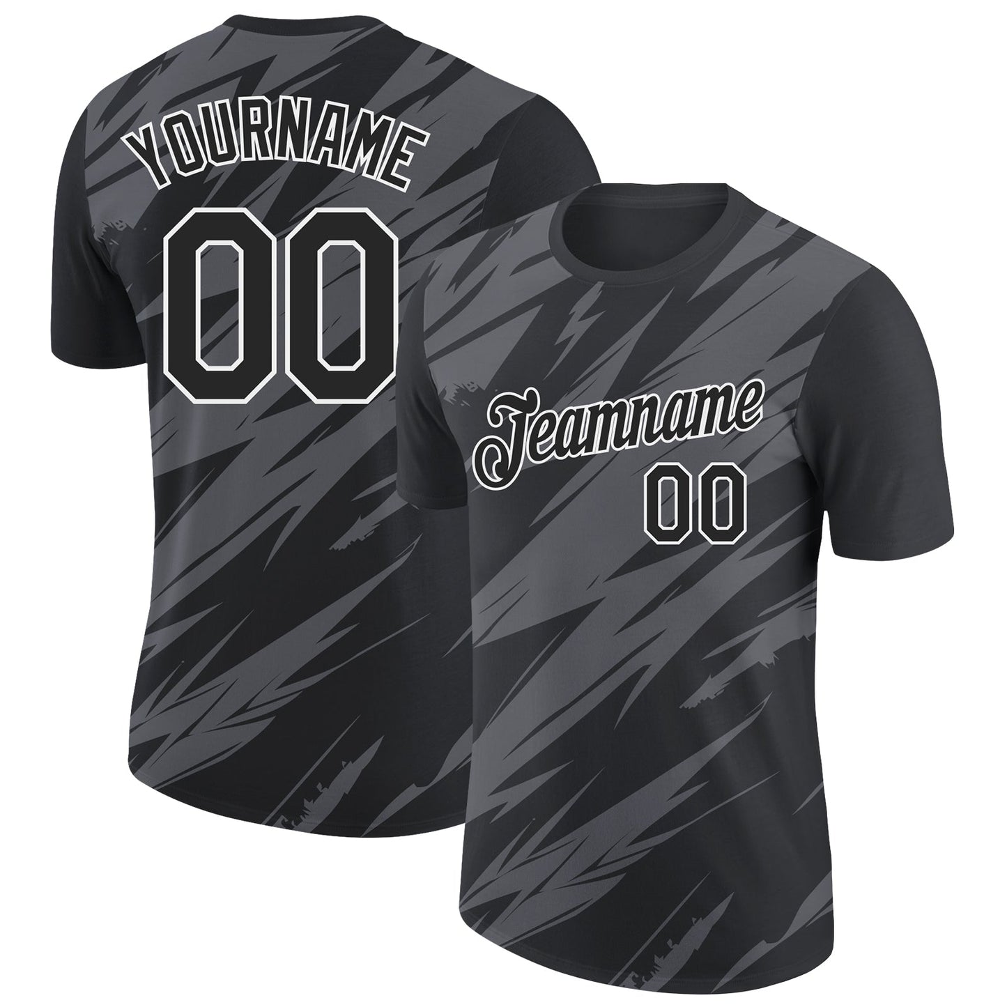 Custom Black Steel Gray-White 3D Esports Performance T-Shirt - Main View