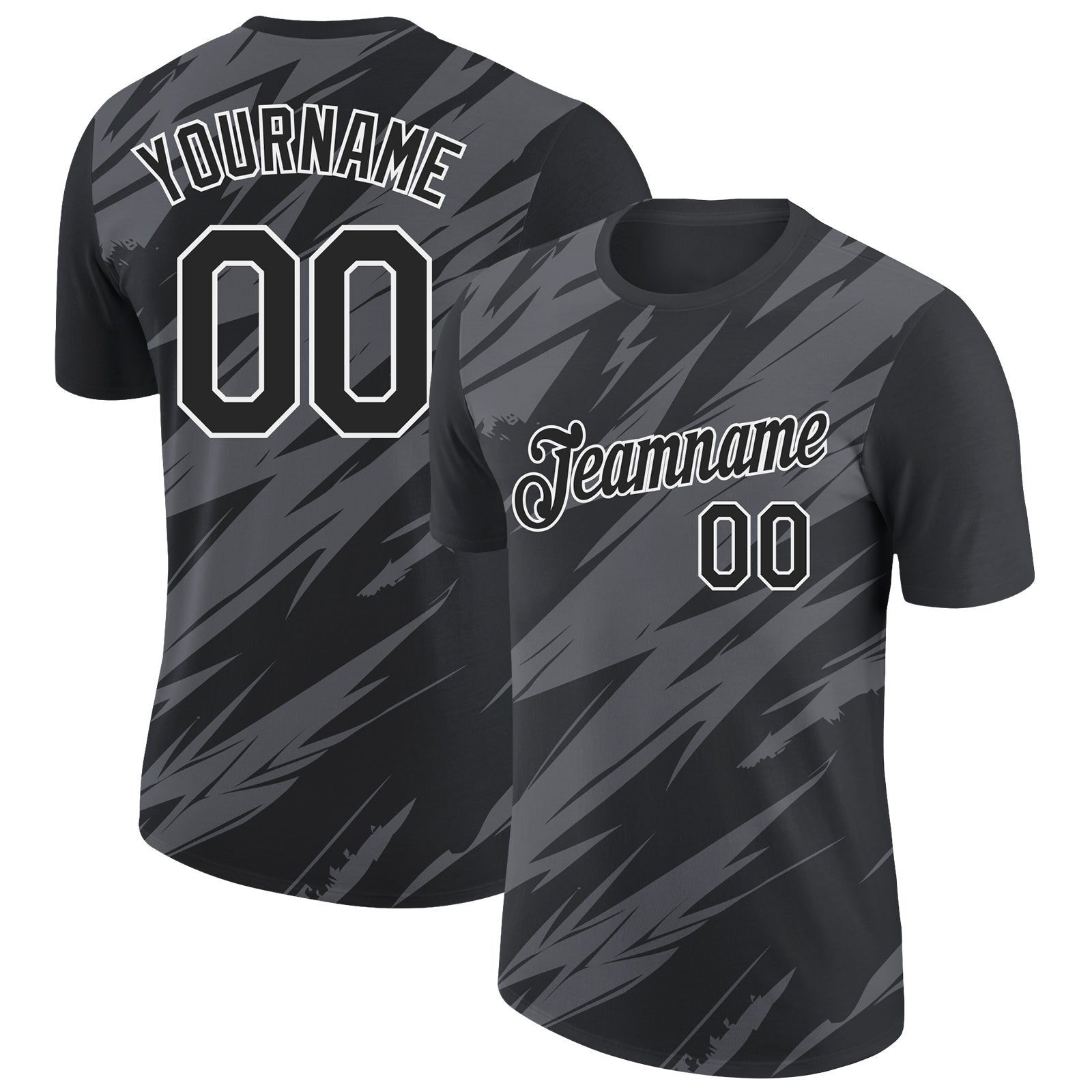 Custom Black Steel Gray-White 3D Esports Performance T-Shirt - Main View