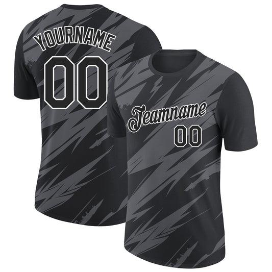 Custom Black Steel Gray-White 3D Esports Performance T-Shirt - Main View