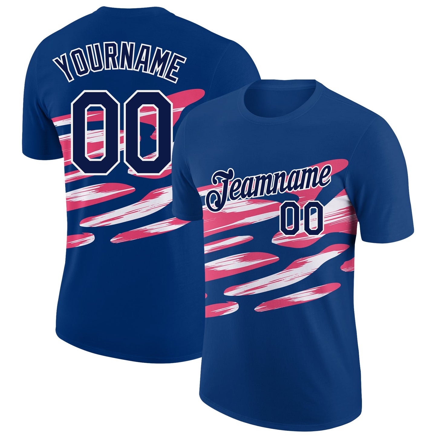 Custom US Navy Blue Navy-Neon Pink 3D Esports Performance T-Shirt - Main View