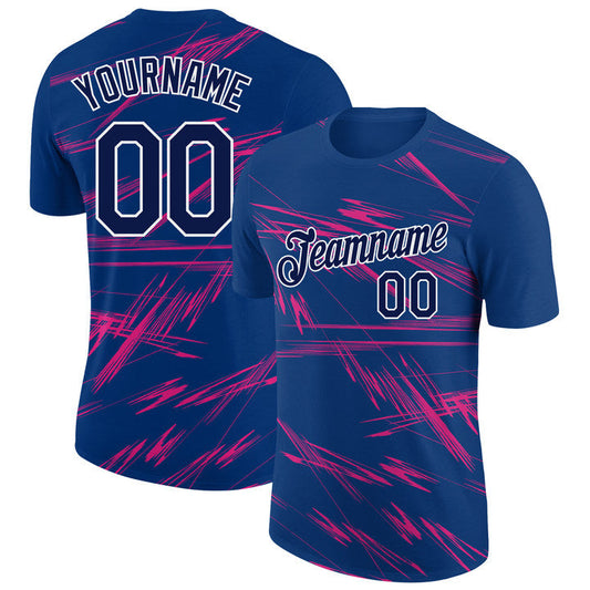 Custom US Navy Blue Navy-Neon Pink 3D Esports Performance T-Shirt - Main View