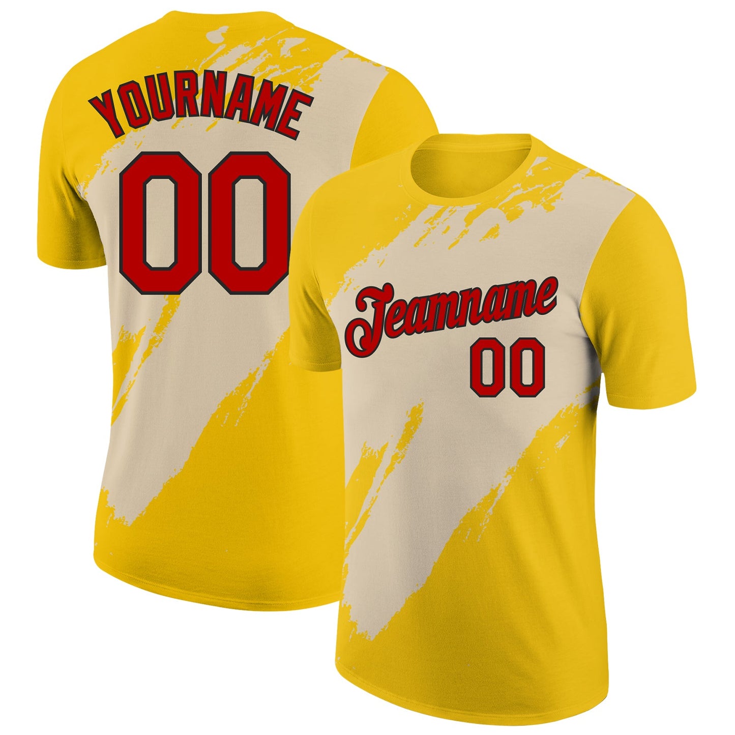 Custom Yellow Red City Cream-Black 3D Esports Performance T-Shirt - Main View