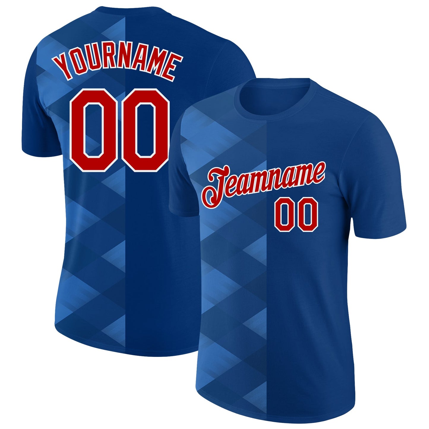 Custom US Navy Blue Red-White 3D Esports Performance T-Shirt - Main View