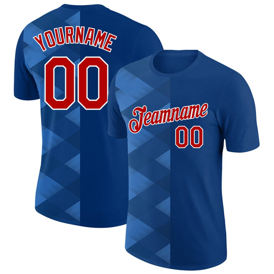 Custom US Navy Blue Red-White 3D Esports Performance T-Shirt - Main View