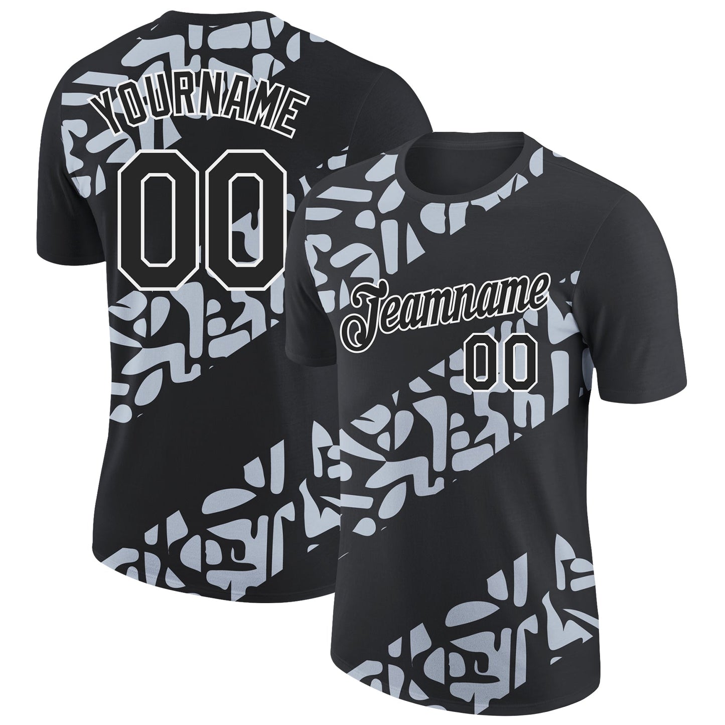 Custom Black Silver-White 3D Esports Performance T-Shirt - Main View