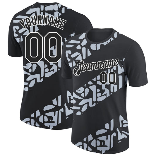 Custom Black Silver-White 3D Esports Performance T-Shirt - Main View
