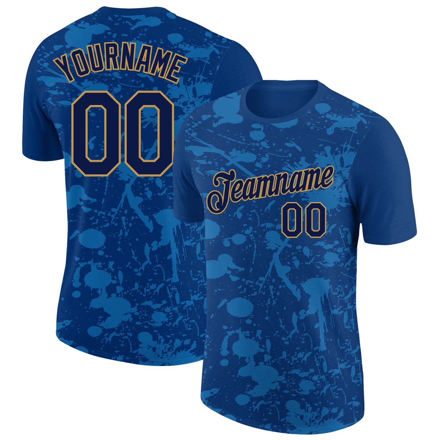 Custom US Navy Blue Navy-Old Gold 3D Esports Performance T-Shirt - Main View