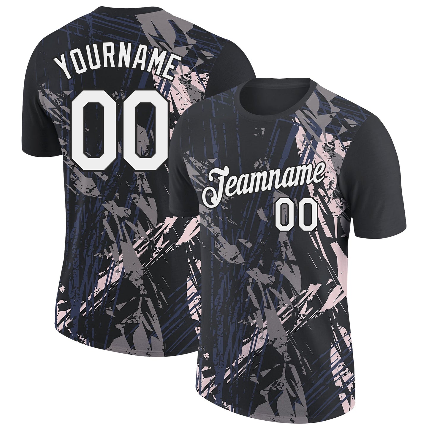 Custom Black White-Light Pink 3D Esports Performance T-Shirt - Main View