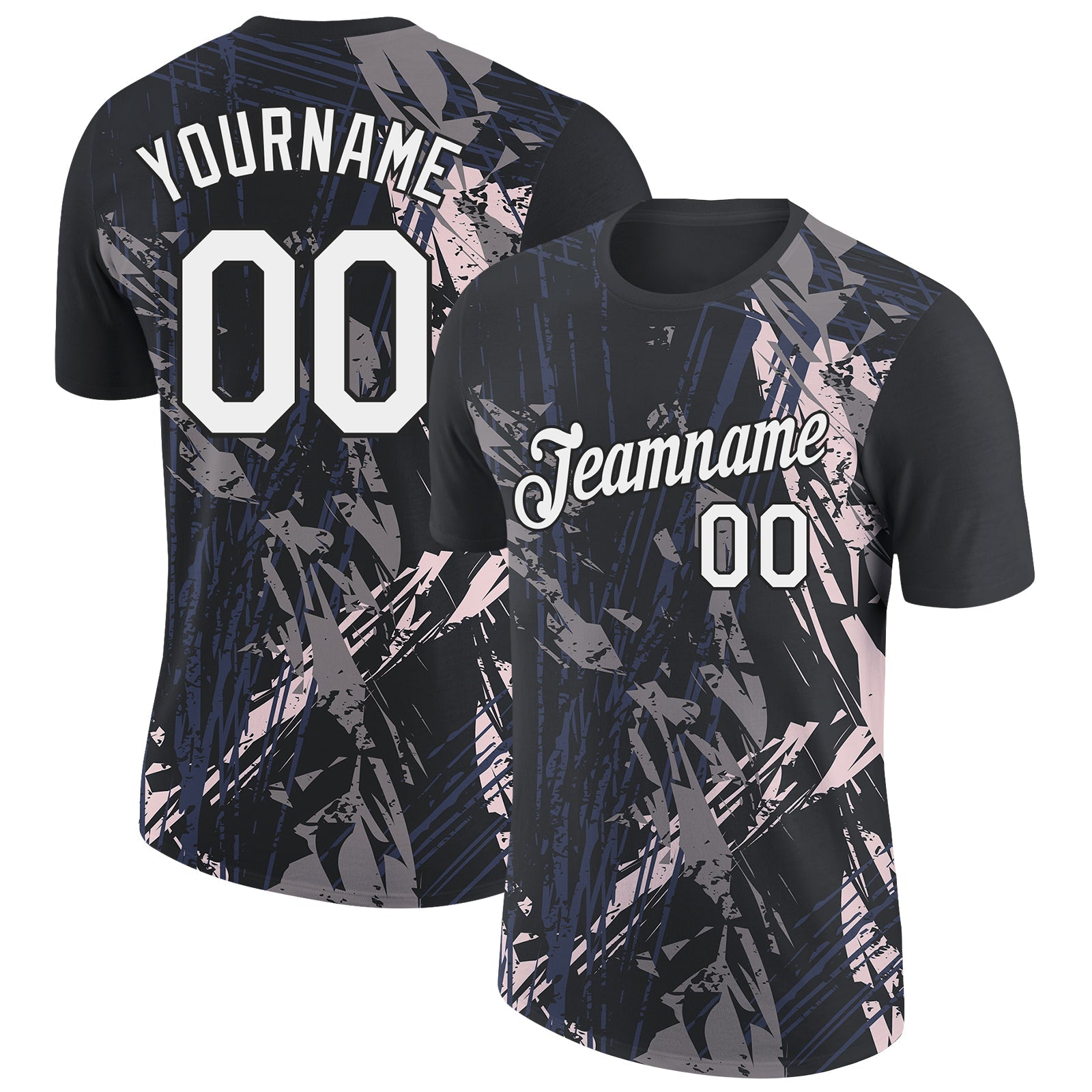 Custom Black White-Light Pink 3D Esports Performance T-Shirt - Main View