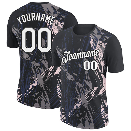 Custom Black White-Light Pink 3D Esports Performance T-Shirt - Main View
