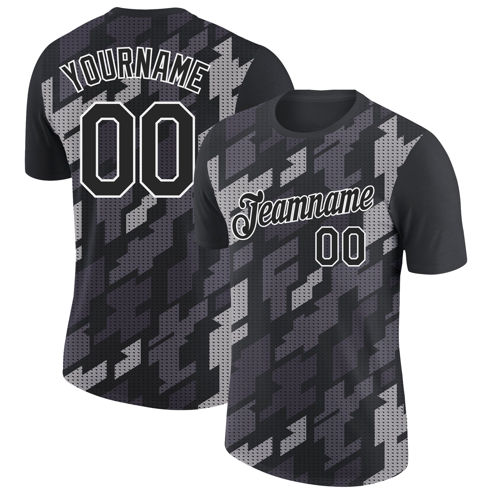 Custom Black White 3D Esports Performance T-Shirt - Main View