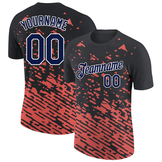 Custom Black Navy-Medium Pink 3D Esports Performance T-Shirt - Main View