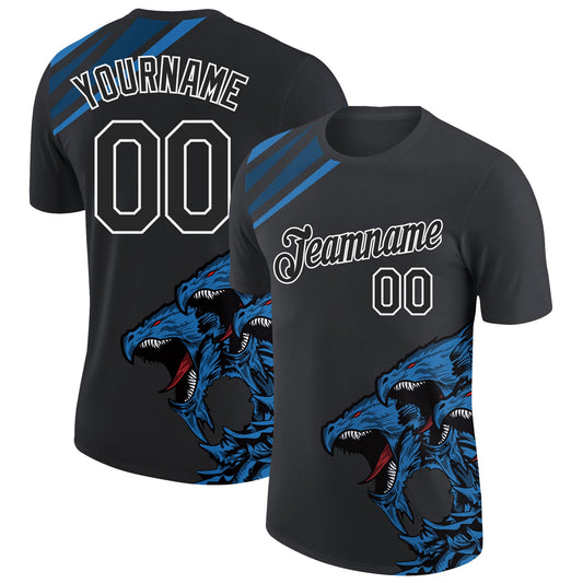 Custom Black Blue-White 3D Esports Performance T-Shirt - Main View