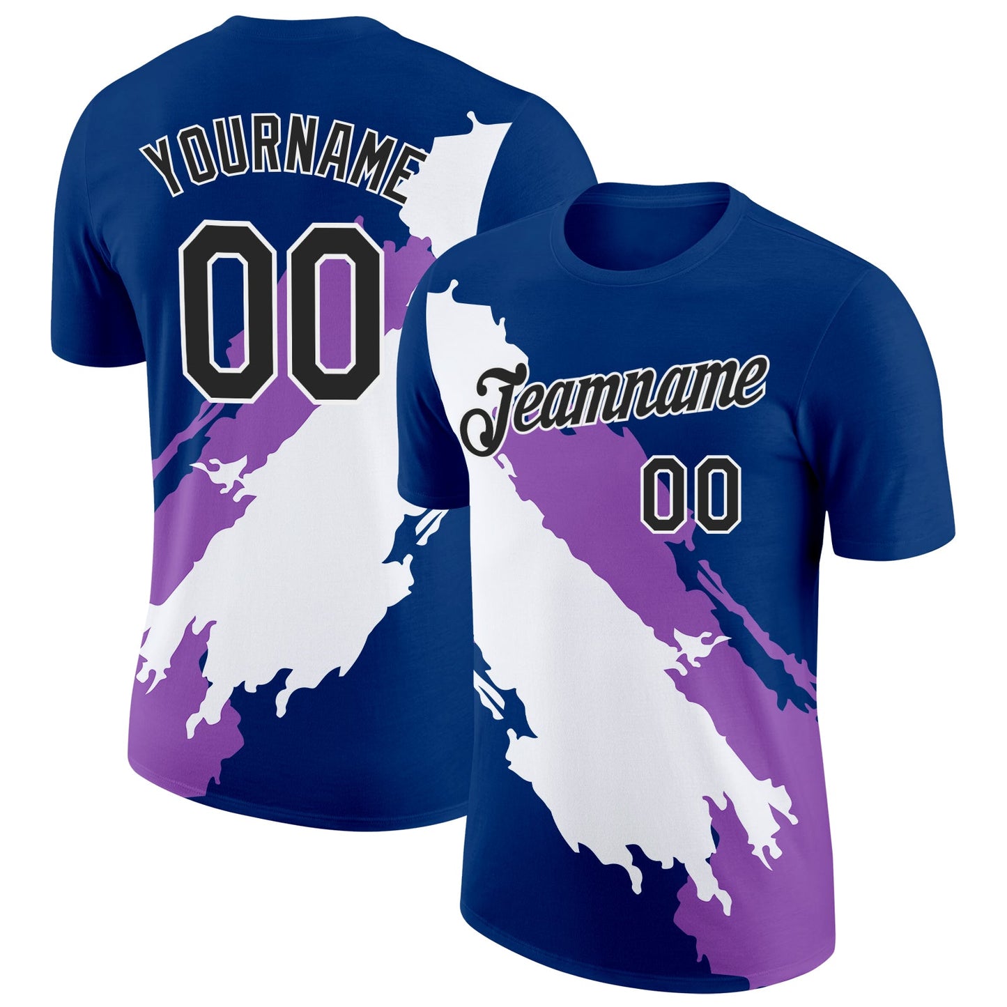 Custom US Navy Blue Black-Medium Purple 3D Esports Performance T-Shirt - Main View