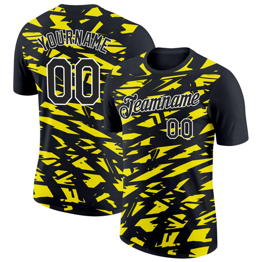 Custom Black Light Yellow-White 3D Esports Performance T-Shirt - Main View