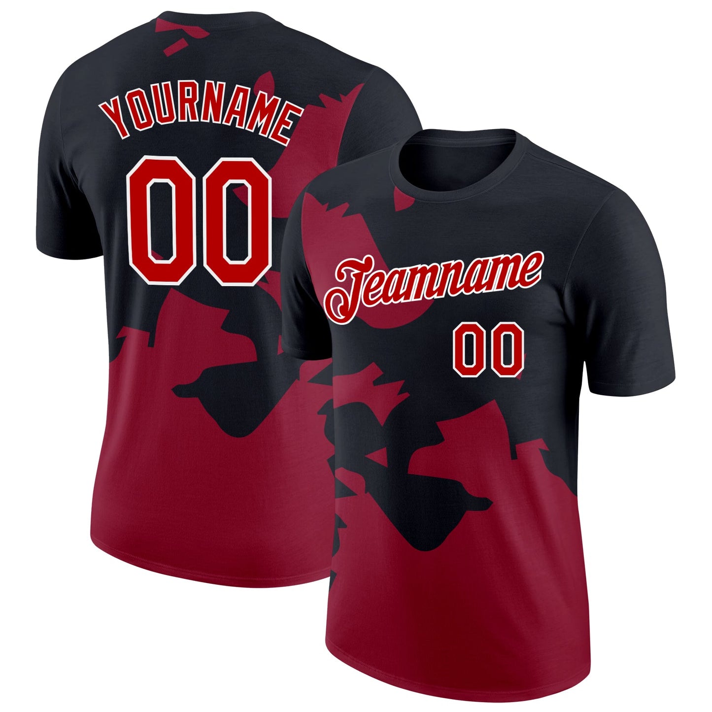 Custom Black Red-Cardinal 3D Esports Performance T-Shirt - Main View