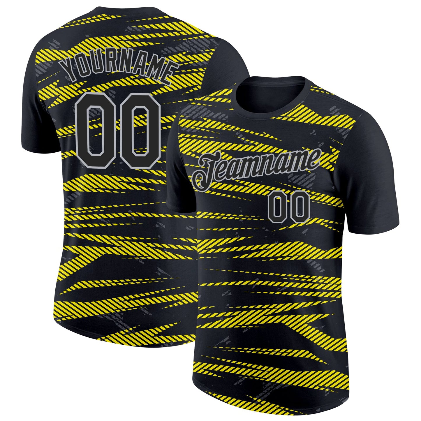 Custom Black Light Yellow-Light Gray 3D Esports Performance T-Shirt - Main View