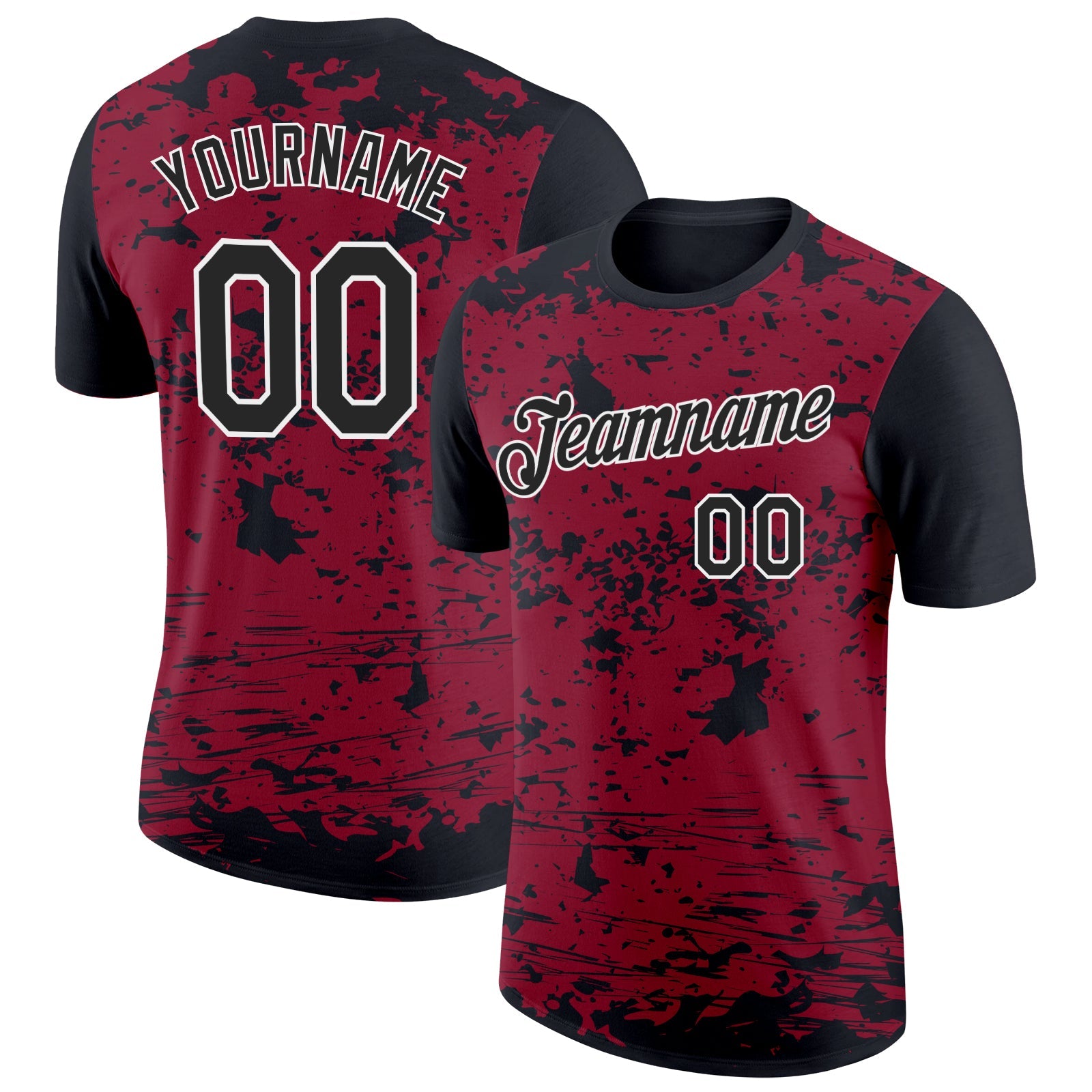Custom Black Cardinal-White 3D Esports Performance T-Shirt - Main View