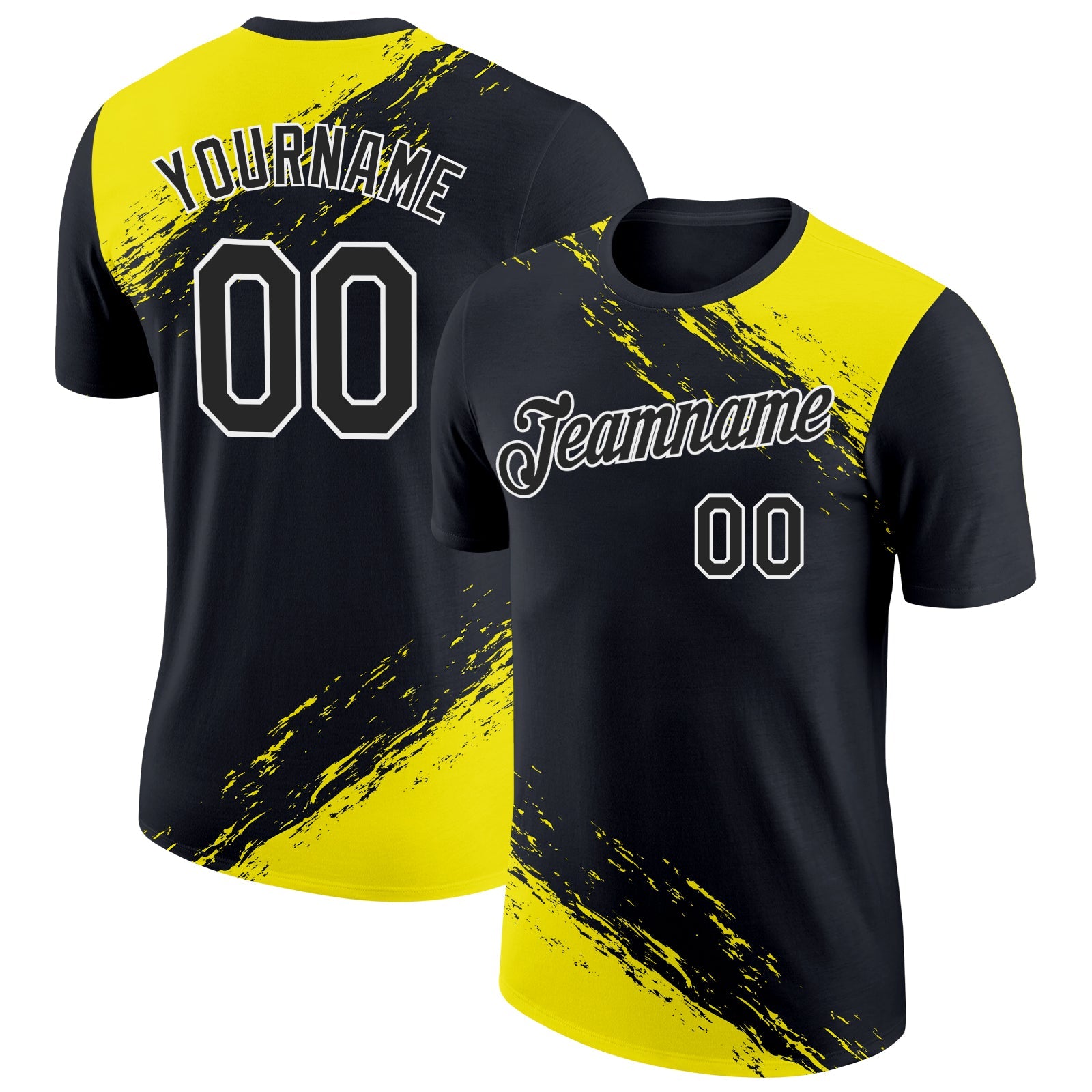 Custom Black Light Yellow-White 3D Esports Performance T-Shirt - Main View