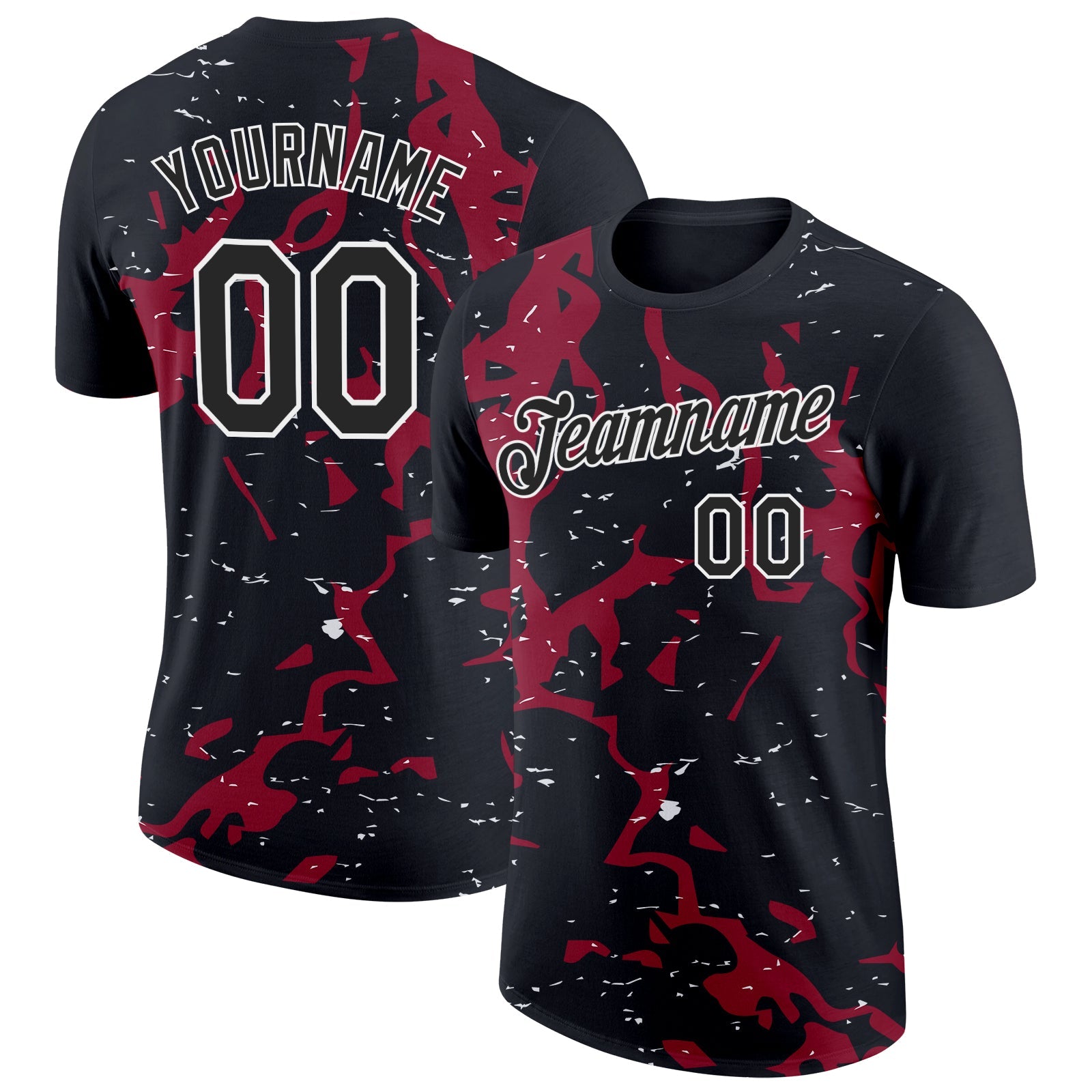 Custom Black Cardinal-White 3D Esports Performance T-Shirt - Main View