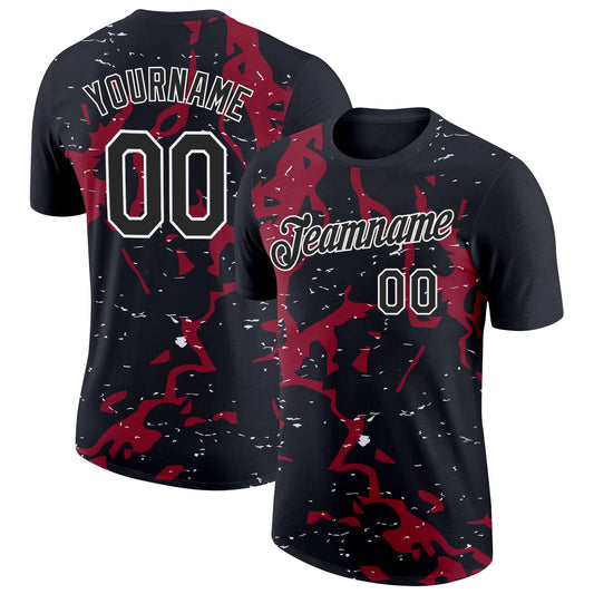 Custom Black Cardinal-White 3D Esports Performance T-Shirt - Main View