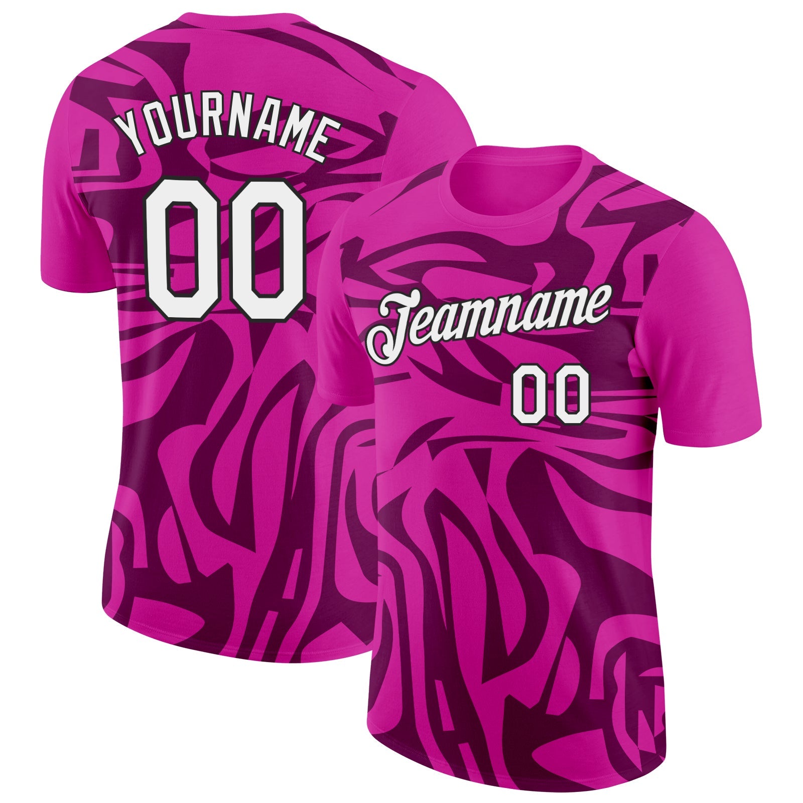 Custom Deep Pink White-Black 3D Esports Performance T-Shirt - Main View